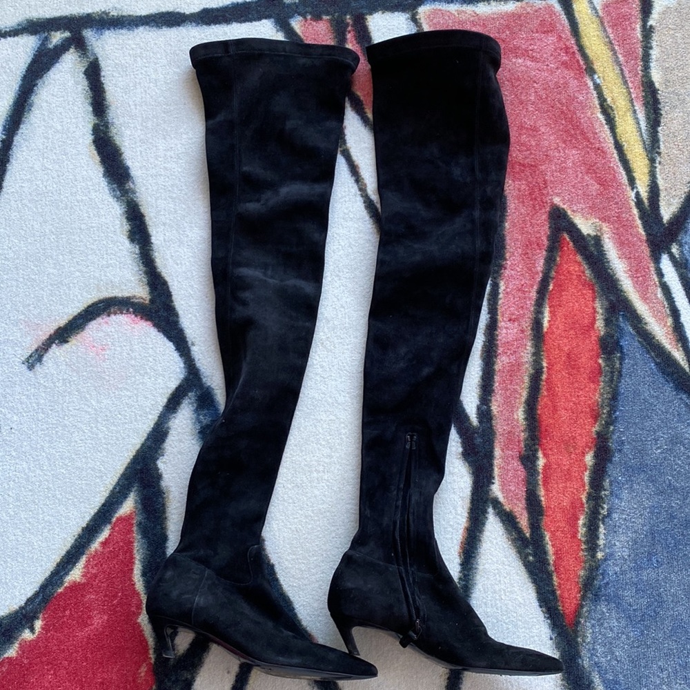 Balenciaga kitten heeled over-the-knee black suede knife boots size 36 - Picture 16 of 17